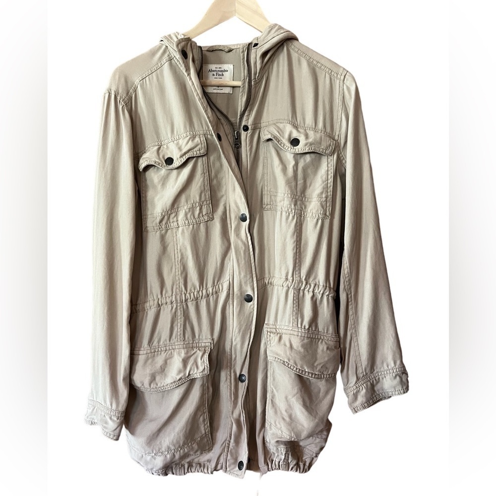 Abercrombie & Fitch Utility Jacket Pockets Draw String Waist Hooded